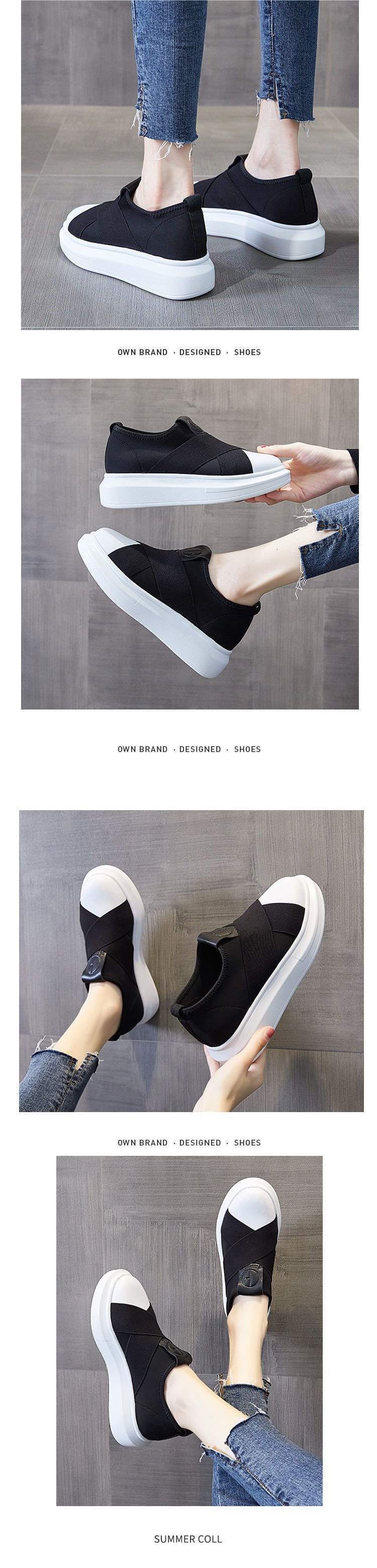 Super Soft White Shoes for Women2025New Summer Slip-On Versatile ins Students Thick Bottom Casual Loafers