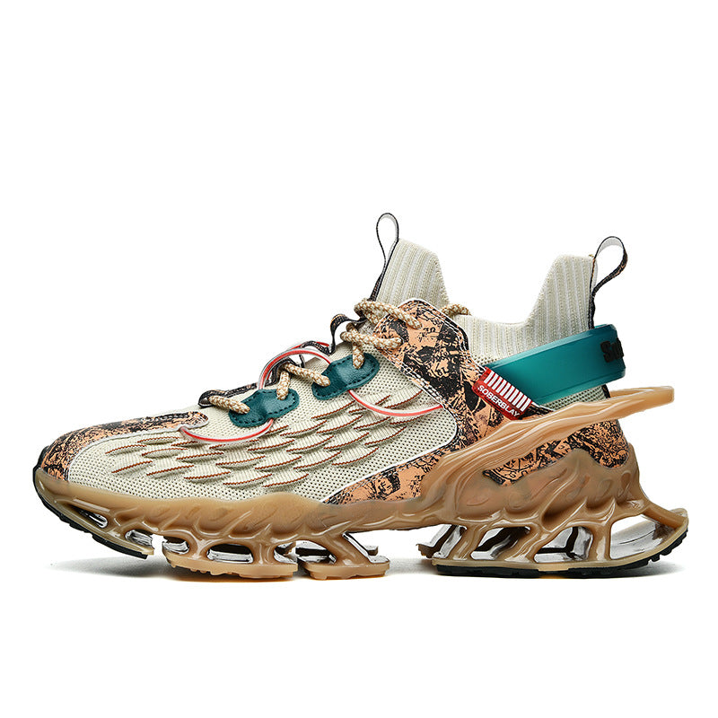 Chinese Style Men's Shoes Spring and Autumn Running Shoes Basketball Sports Shoes Ultra-light Shock-absorbing Breathable Running Blade Shoes Chinese Style Design