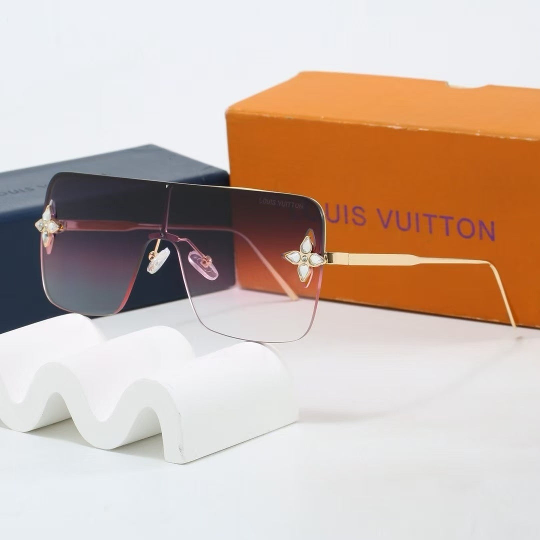 Lujia Fashion High-End Half-Frame Sunglasses with Rhinestone Decoration, High-Value for Parties, Shopping, Photos, and Daily Commuting OL