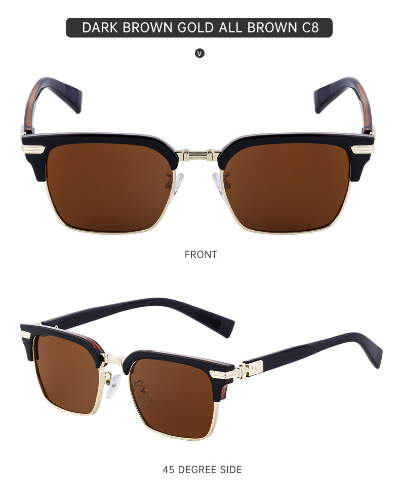 New Retro Square Frame Sunglasses Unisex Eyebrow Frame UV Protection Sunglasses Double Bridge Glasses shades