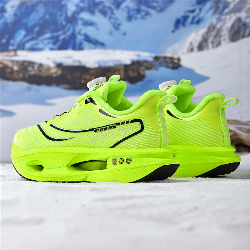 Red Rabbit9pro Winter New Thickened Fleece Warm Men and Women Sports Twist Button Real Carbon Plate Soft Sole Running Shoes