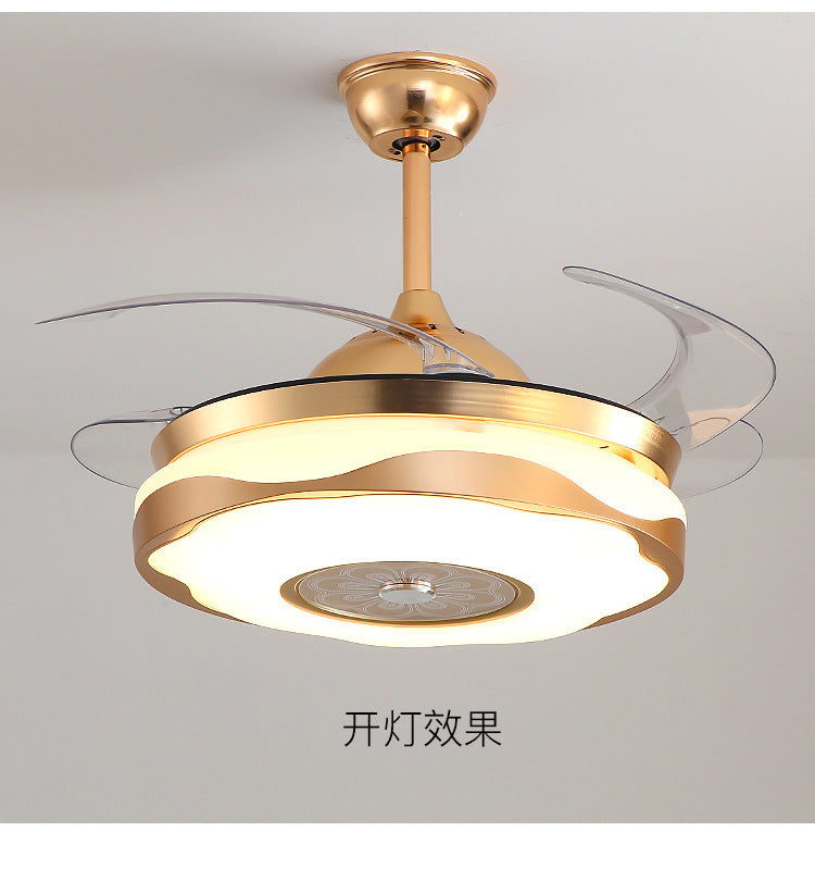 LED Invisible Fan Light for Dining Room and Bedroom, Modern Simple Ceiling Fan with Light, Variable Frequency Fan Light, Invisible