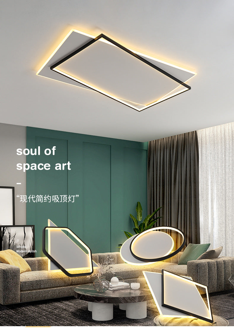 Nordic Living Room Lamp Rectangular Household Elegant Ceiling Lamp led Master Bedroom Lamp Iron Art Room Lamp Zhongshan Lighting