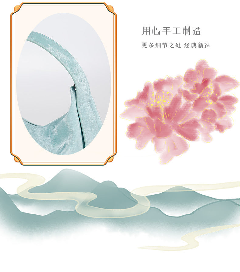 New Chinese Style National Style Satin Lunch Box Bag Niche Satin Gradient Handbag Crossbody Bag Versatile Women's Bag