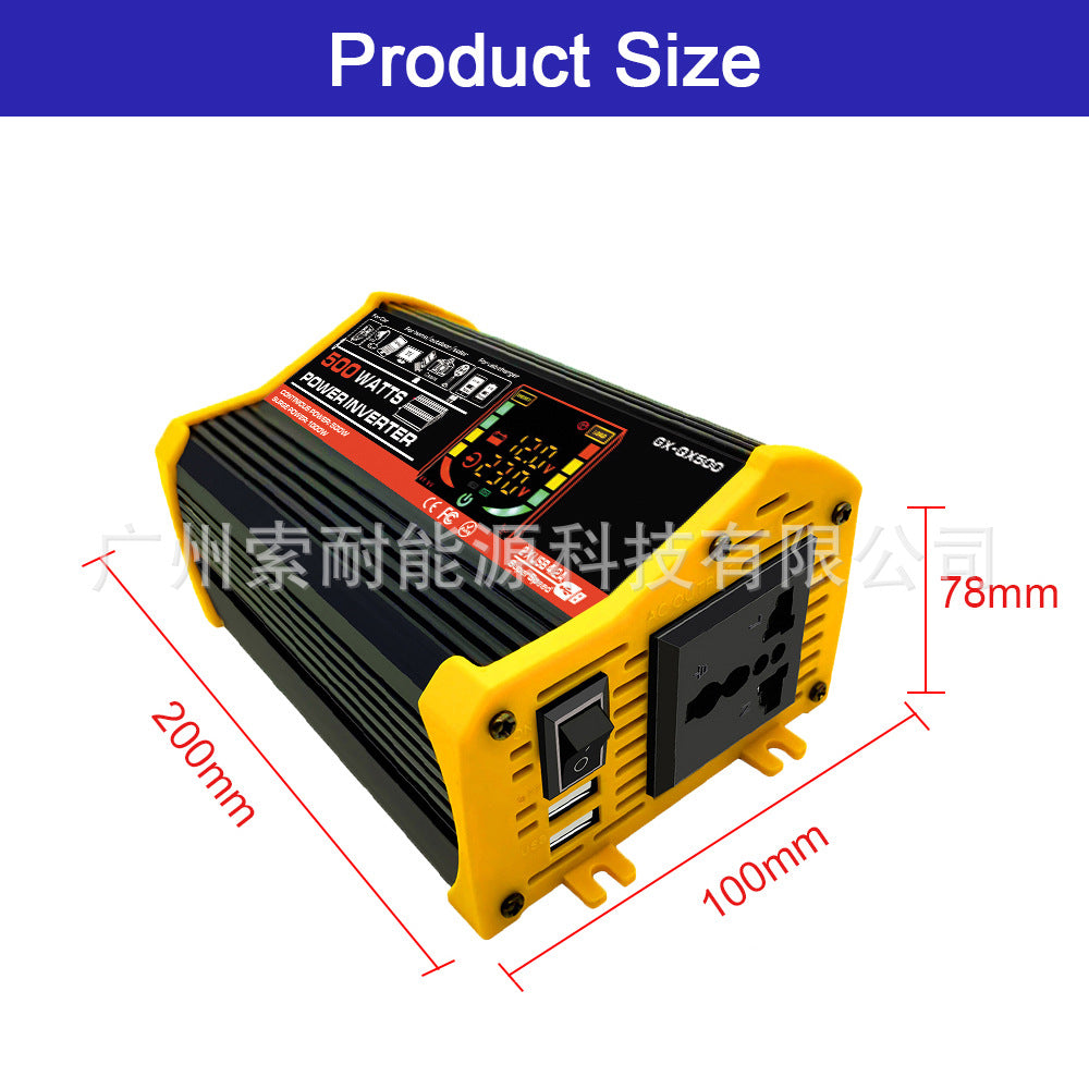 Car and Home Inverter12V Turn110V220V 500W Smart Display car power inverter