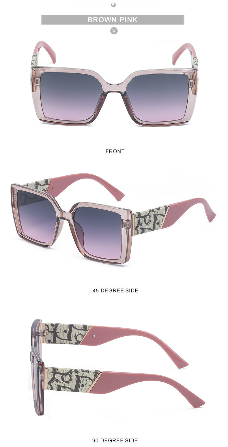 New Fashion Large Frame UV Protection Sunglasses for Women Square Frame Sunglasses European and American Style Glasses