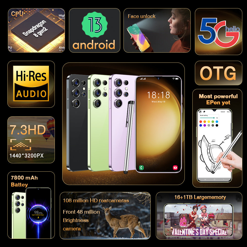 S23 Ultra New products in stock4G Android16+1T Large Screen Smartphone(Popular)