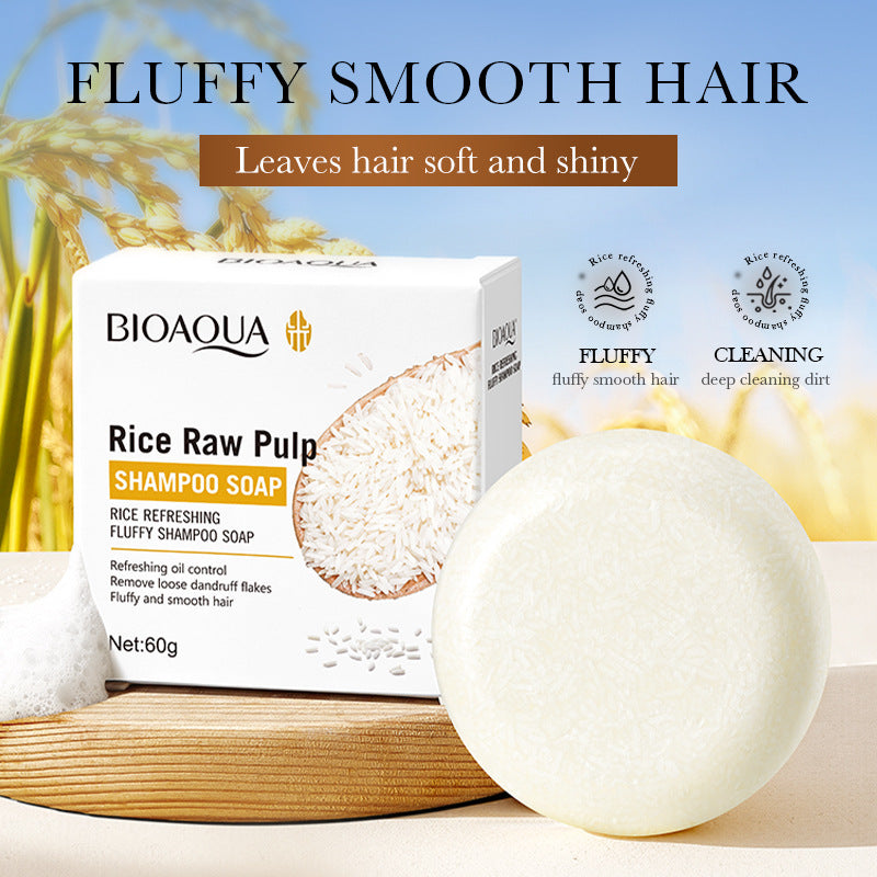 Cross-border Rice Puree Shampoo Soap60g Refreshing and Voluminous Deep Clean Shampoo Wholesale from Foreign Trade Manufacturer