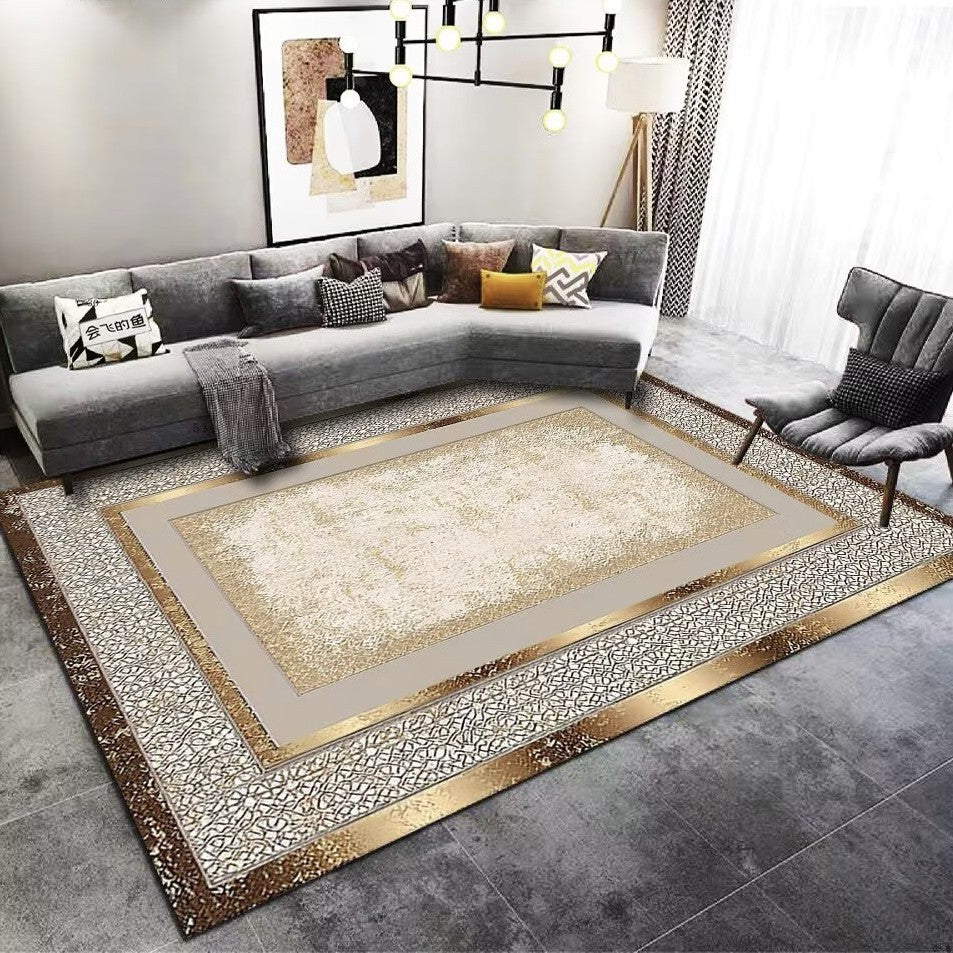Living Room Carpet Stain Resistant Easy Care Crystal Velvet Carpet Home Sofa Coffee Table Rug Bedroom Wear-Resistant Non-Slip Mat