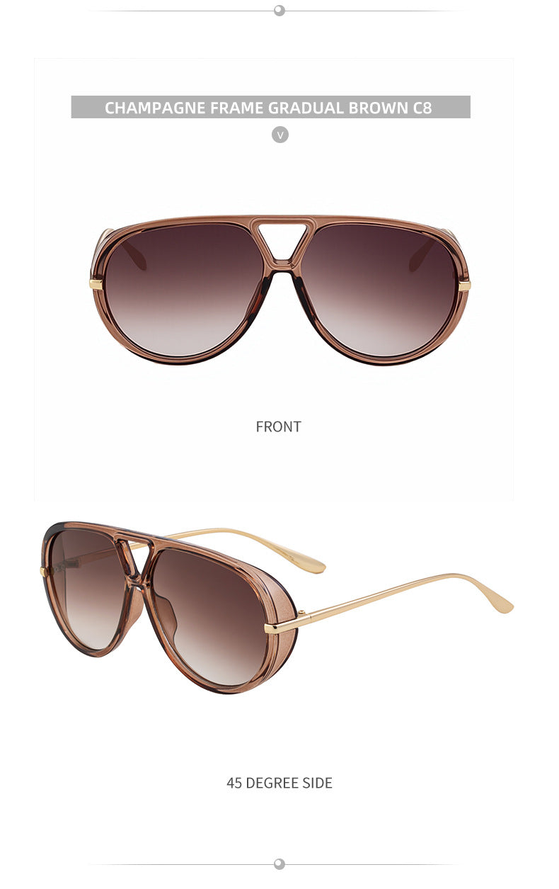 2025New European and American Style Toad Sunglasses for Men, Double Bridge Aviator Glasses, Outdoor Sun Protection Sunglasses for Men