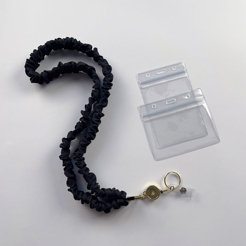 Keychain Large Elastic Polyester Wrinkle Print Hanging Ring Buckle Work Badge Phone Lanyard Chain