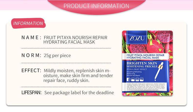 Cross-border Plant and Fruit Face Mask25g  Red Pomegranate Mango Oligopeptide Moisturizing Mask Export Manufacturer Wholesale
