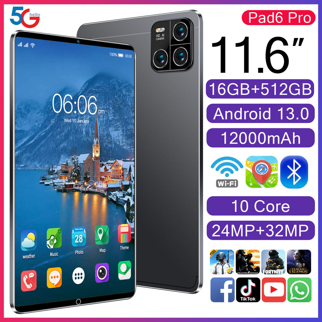 In stock hot sale Pad6Pro Android Tablet16+512G Large Screen Eye Protection Computer Manufacturer Wholesale