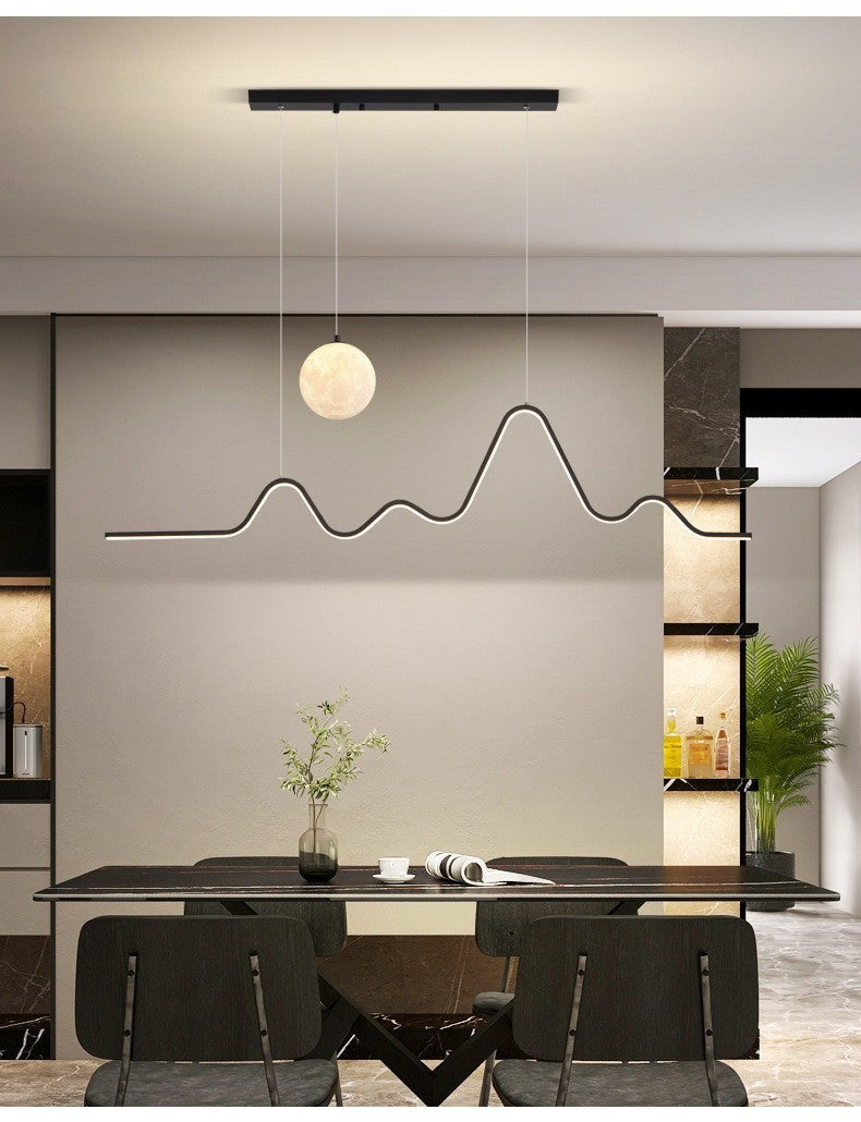 Restaurant Pendant Light Luxury Dining Room Table Bar Counter Lighting Modern Minimalist Moon Lamp Minimalist Long Strip Restaurant Light