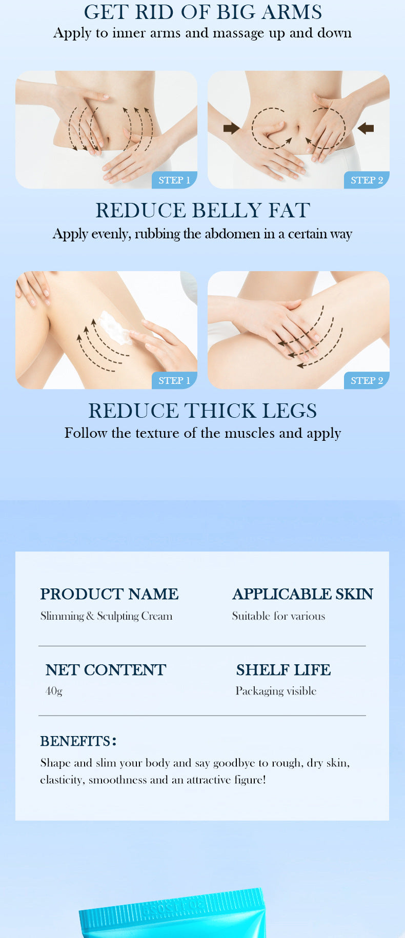 Full English Slimming Cream SADOER Body Shaping Care Products  Foreign Trade Live Streaming Skincare Manufacturer Wholesale