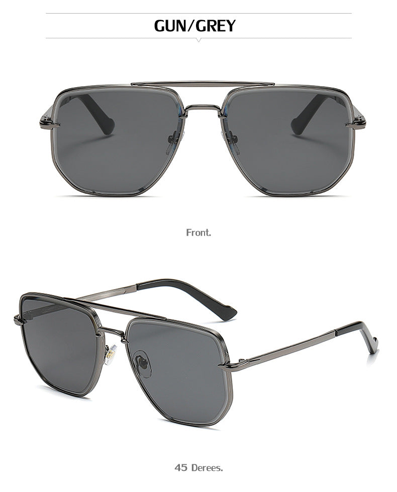 Fashion Double Bridge Sunglasses for Men UV Protection Driving Diamond Cut Edge Sunscreen Sunglasses for Women Wholesale