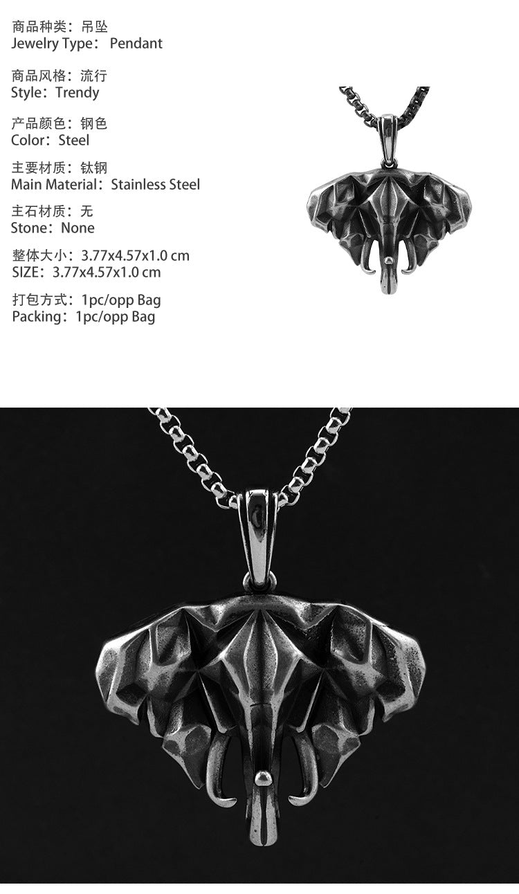 New Nordic Titanium Steel Elephant Pendant Necklace Trendy Punk Stainless Steel Vintage Necklace