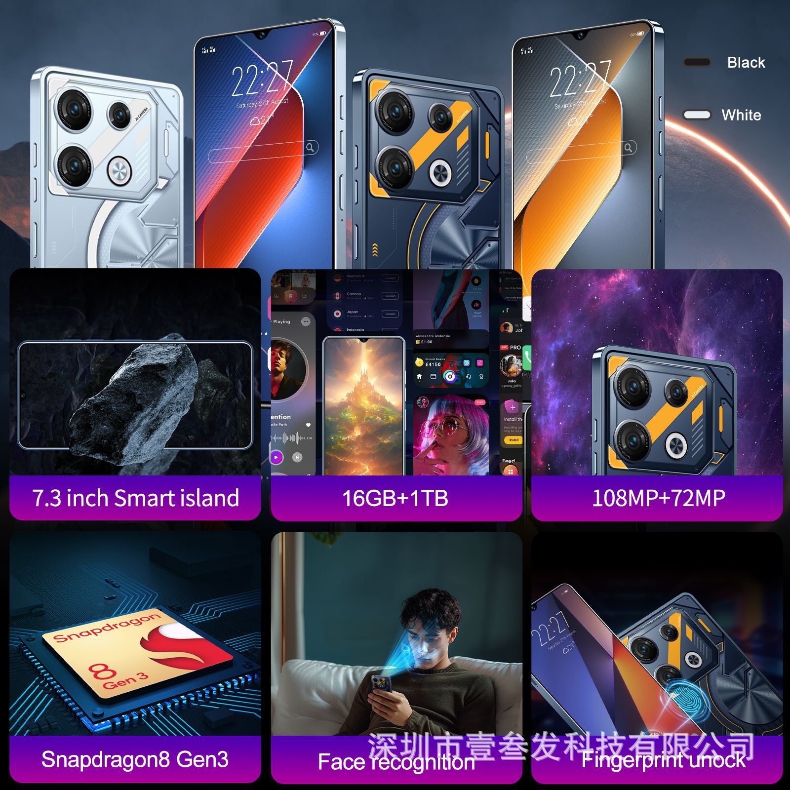 GT10pro Popular1+16G 7.0Inch All-in-One Perforated True3G New Smartphone