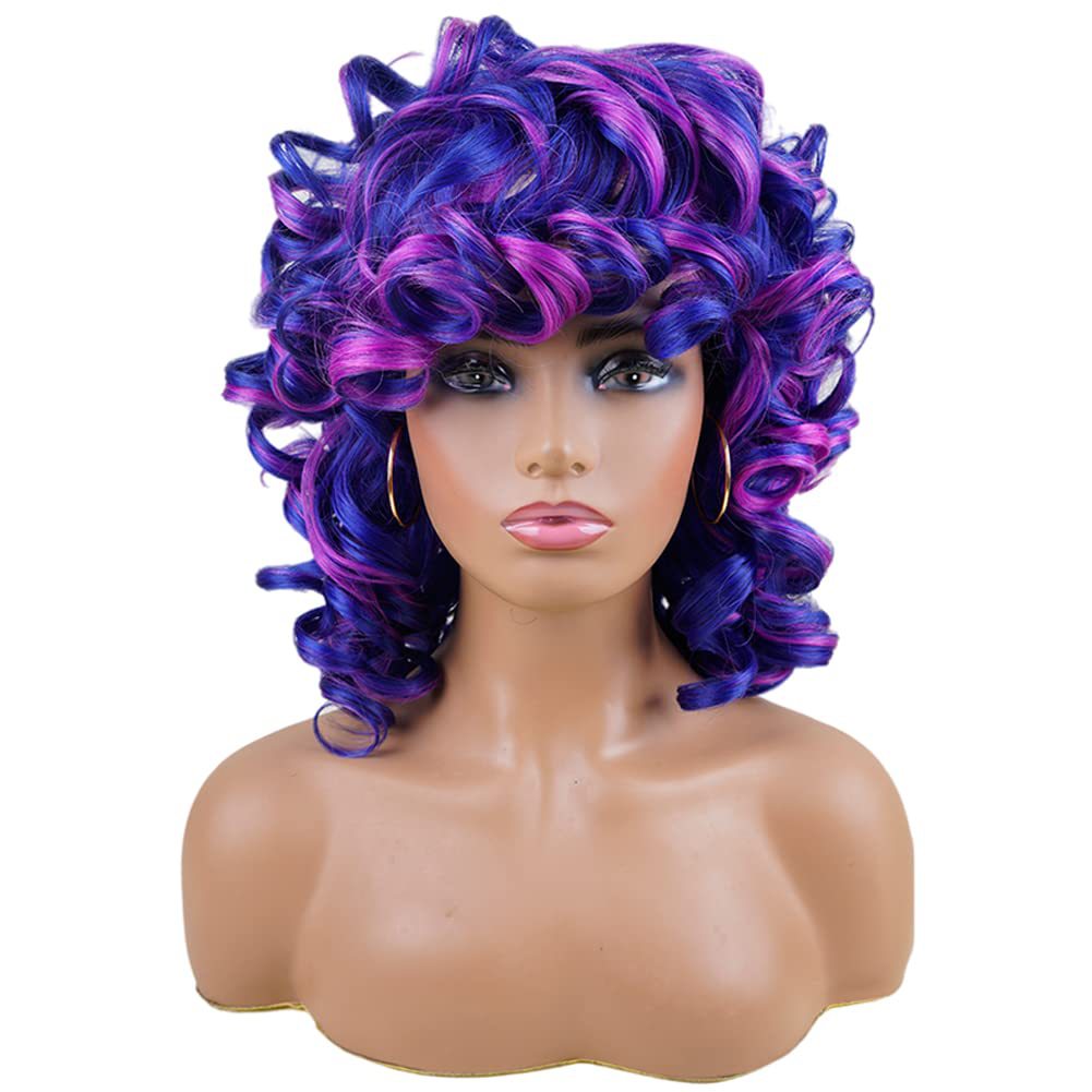 12inch loose Curly Wig for Women, Synthetic Hair Wig, Large Curly Wig for Women
