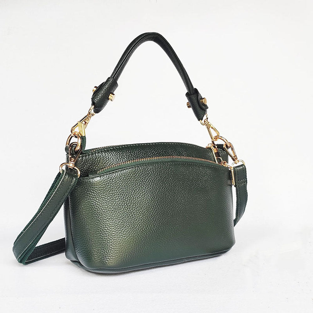 Guangzhou Shiling Genuine Leather Women's Bag for Middle-aged Moms, Small Square Bag, Top Layer Cowhide, Single Shoulder Crossbody Bag, Versatile