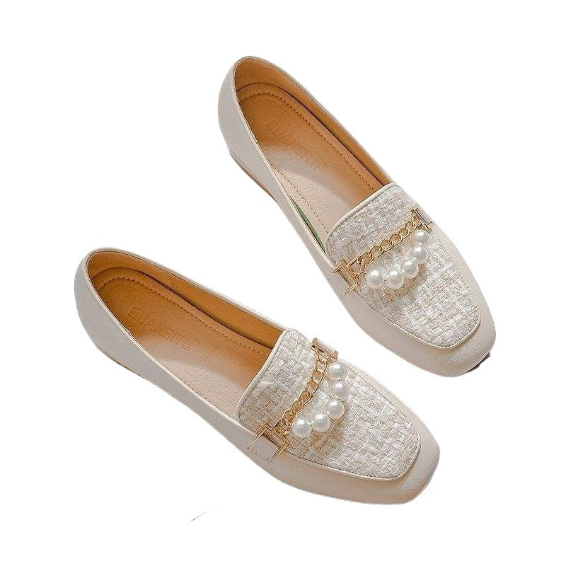 Women's Shoes2025New Slip-On Soft Sole Loafers Versatile Matching Dress Shoes Thick Heel Comfortable Evening Style Mid-Heel Shoes