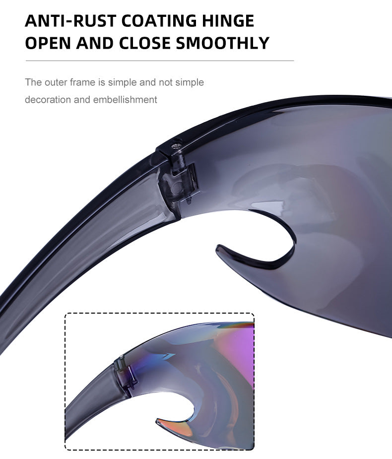 Europe and America Y2K Millennium Sports Windproof Colorful Sunglasses Men's Future Technology Style One-piece Sunglasses Women's Wholesale