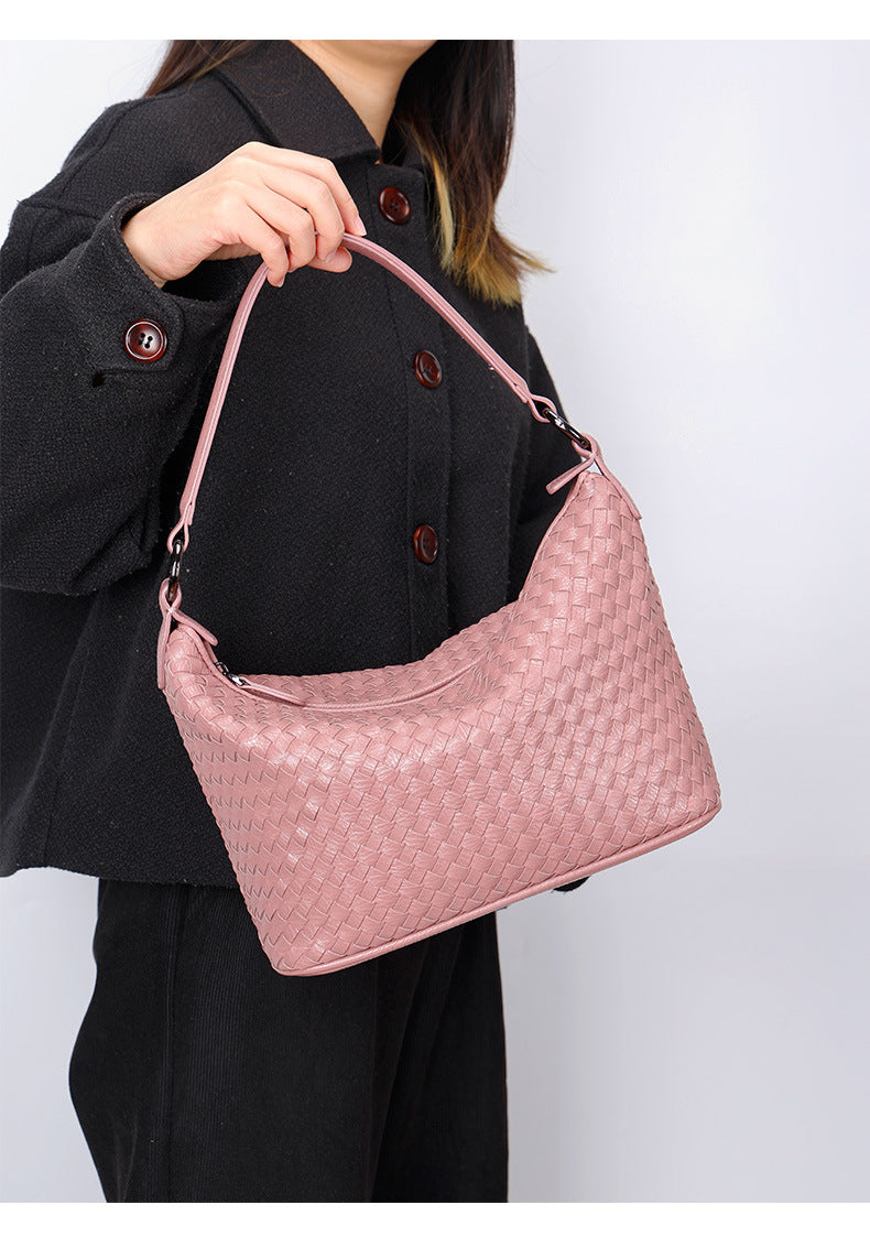 New Simple Basket Bag for Women, Single Shoulder Bag, Underarm Bag, Versatile Handwoven Design, Large Capacity Women's Bag