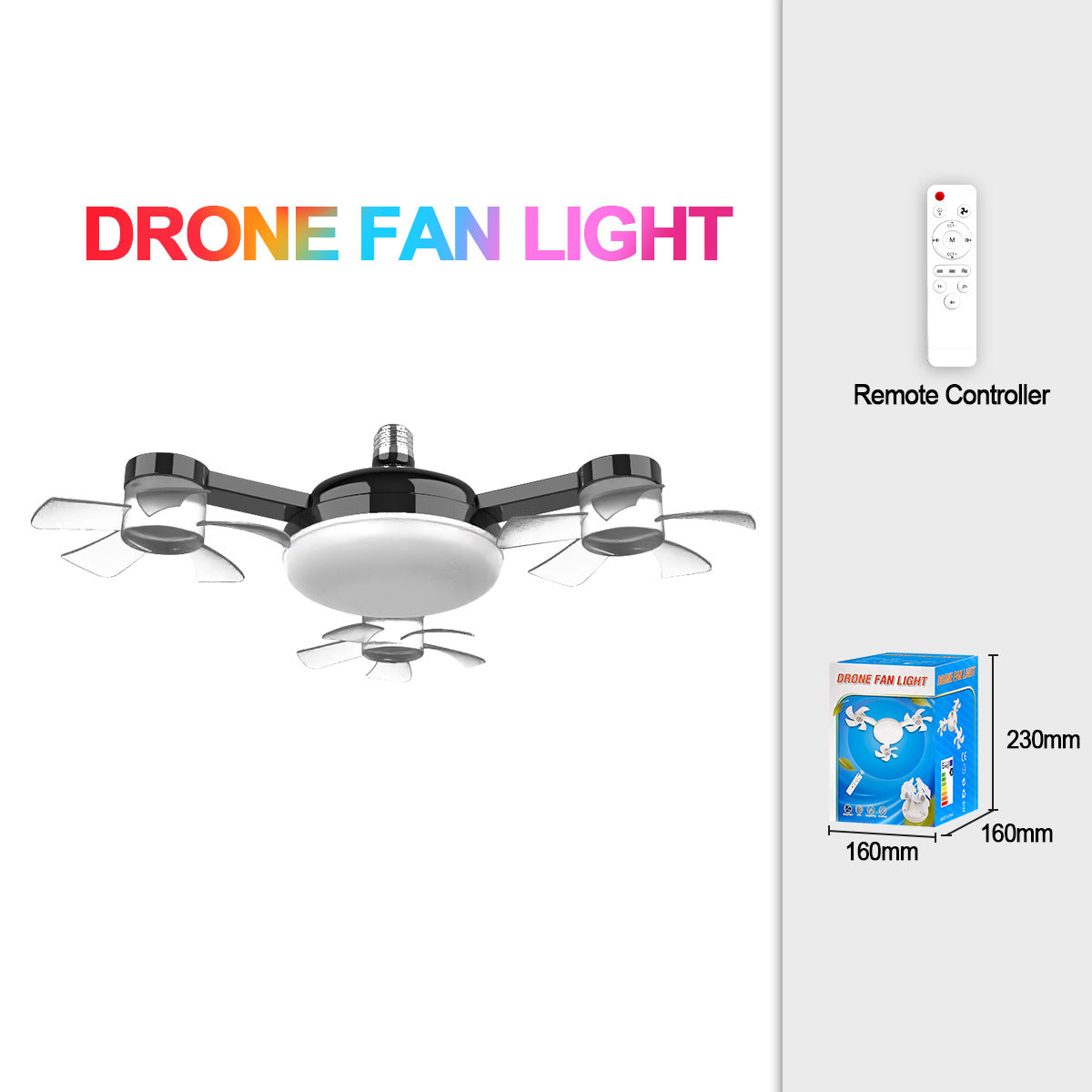 50W Drone Style Ceiling Fan Light E27Fan Light led Fan Light Folding Ceiling Light3Color Light
