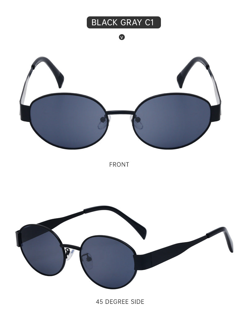 New European and American Fashion Oval Frame Sunglasses for Women High-end Sunglasses for Women Trendy Sunscreen Wholesale sunglass