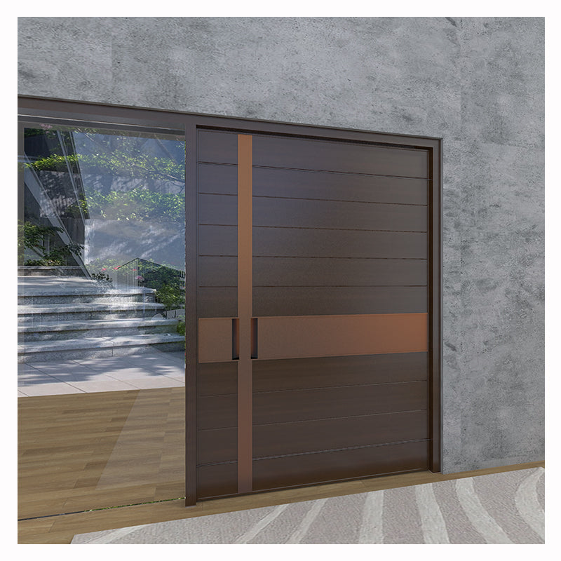 European Luxury House Front Modern Aluminium Solid Wooden Security Pivot Doors Wooden Entrance Door Modern Villa Exterior Door