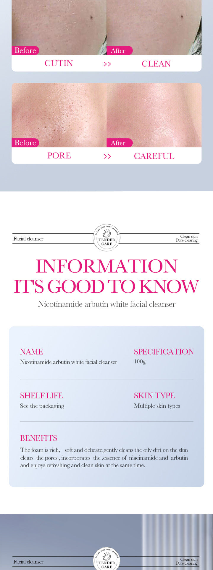 Arbutin Whitening Facial Cleanser SADOER Niacinamide Cleansing Cleanser Cross-Border Foreign Trade Wholesale