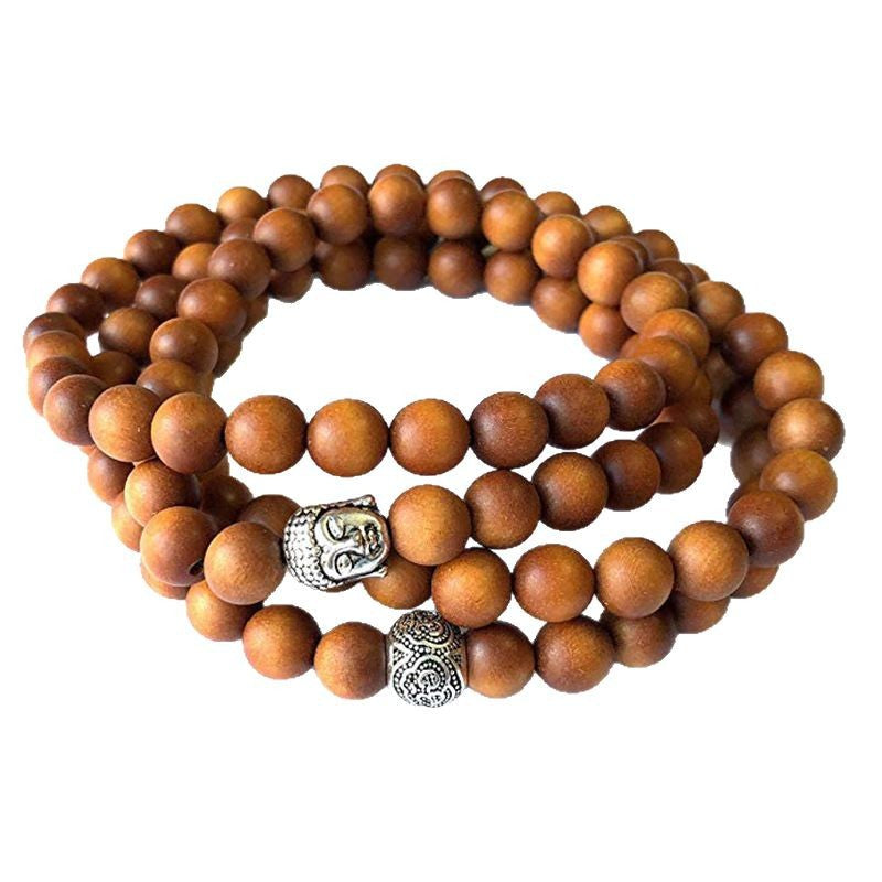 Men's Sandalwood Buddha Beads Long Bracelet Prayer Beads108Beaded Sweater Chain8mm Beaded Buddha Head Long Bracelet