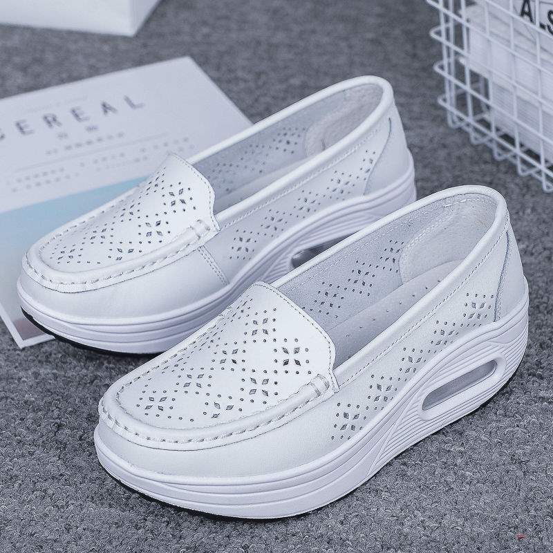 Summer Hollow Breathable Platform Shoes Thick Sole Nurse Shoes Mom Shoes Korean Style Wedge Waterproof Platform Rocking Shoes