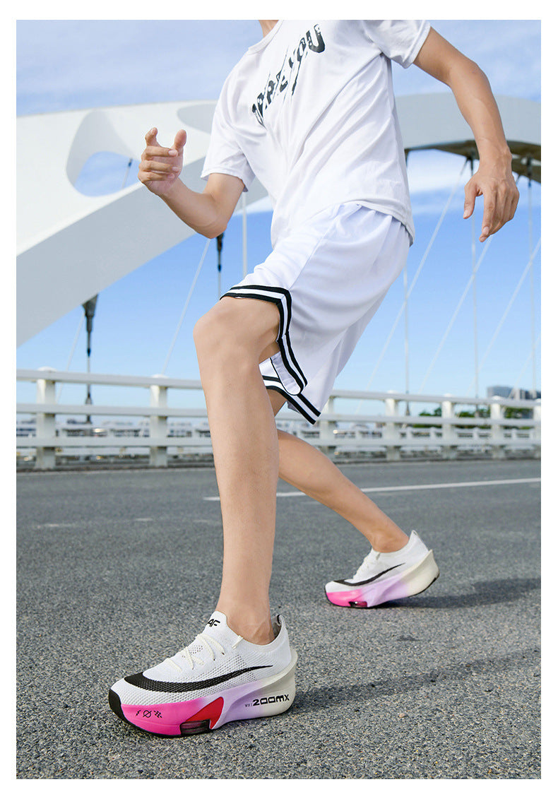 2025Autumn New High Elastic Double Mesh Breathable Sports Shoes Air Cushion Shock Absorption Full Palm Carbon Plate Couple Racing Running Shoes