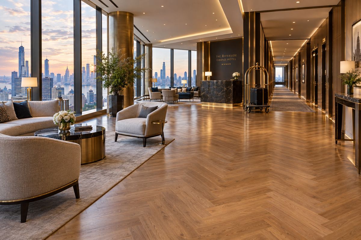 Featured Cover: Luxury 5-Star Hotel Lobby Engineered Hardwood Flooring