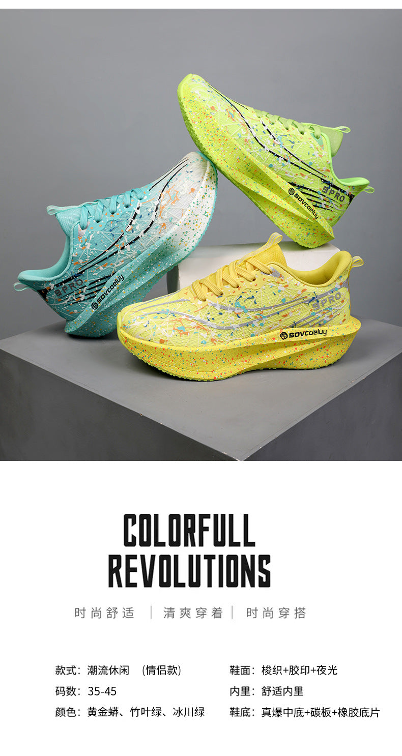 Red Rabbit9PRO Autumn New Fluorescent Real Explosive Carbon Plate Soft Sole Running Shoes Body Test Racing Couple Lightweight Sports Shoes