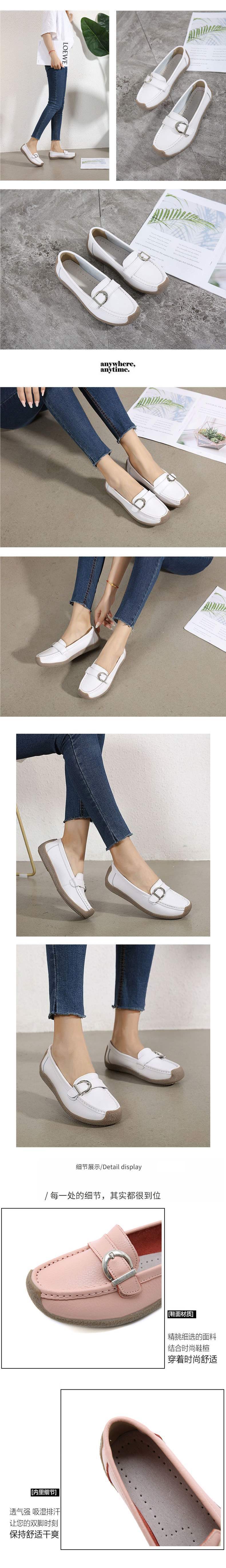 Genuine Leather Cowhide Sole Deep Mouth Women's Shoes Soft Sole Mom Shoes Nurse Shoes Flat Loafers Women's Non-Slip Maternity Flats