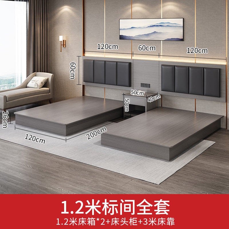 Hotel Guesthouse Bed Standard Room Full Set Furniture Apartment Homestay Single Double Bed Hotel Rental Room Special Bed Box