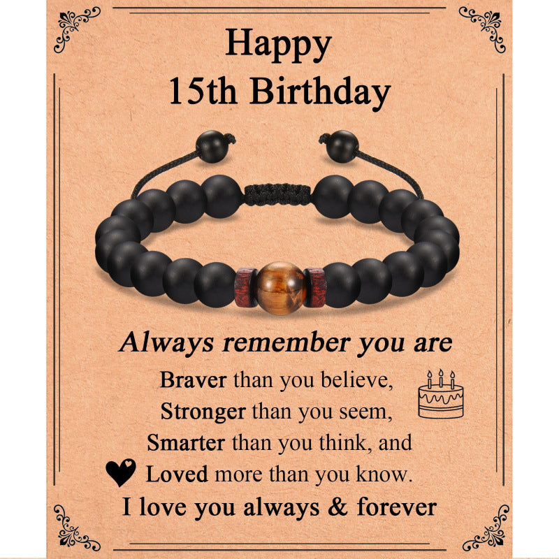 Tiger Eye Stone Spacer Braided Bracelet8mm Black Matte Beaded Stretch Bracelet Birthday Gift Woven Bracelet