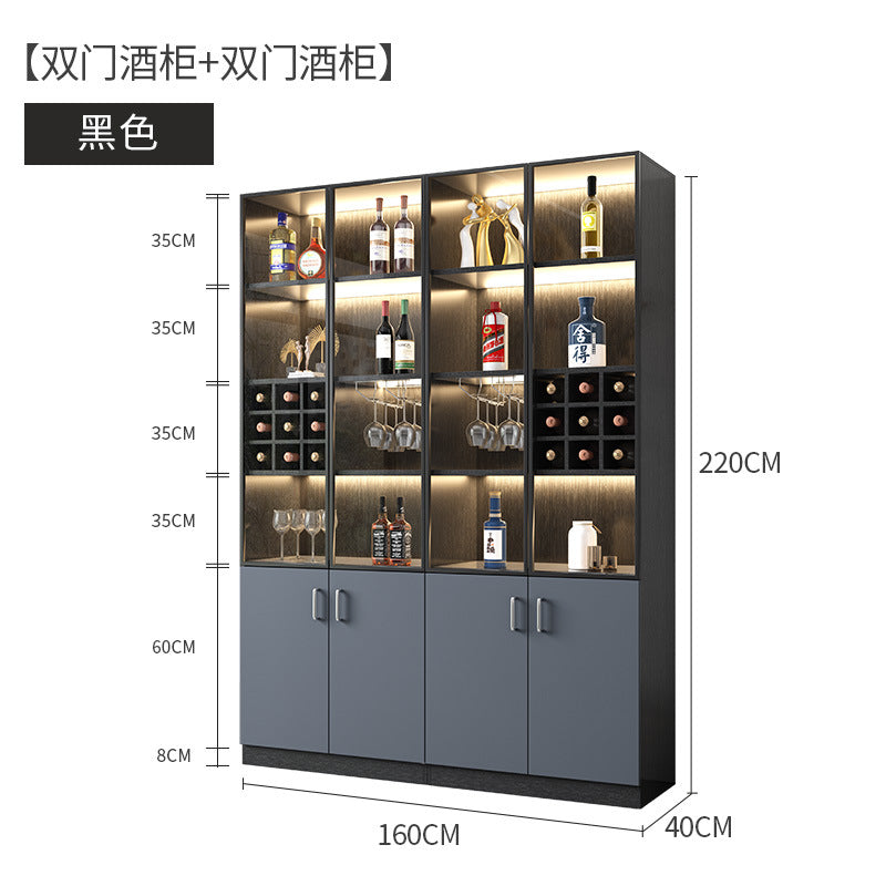 Glass Wine Cabinet for Living Room, Wall-Mounted, Modern Minimalist, Light Luxury, Double-Door Wine Cabinet, Home Dining Side Cabinet, High-End Display Storage Cabinet