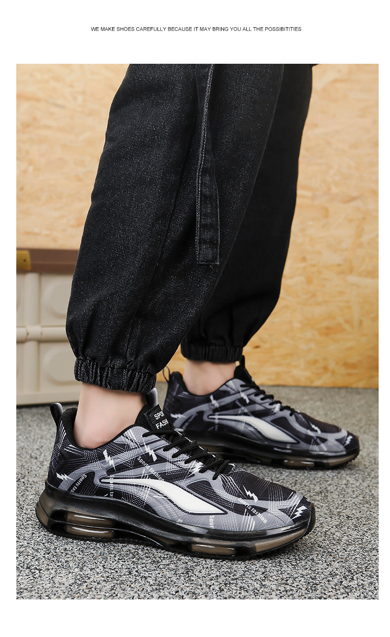 Men's Sports Shoes Spring and Autumn Ice Silk Hot Style Air Cushion Shock Absorption Trendy Men's Shoes Youth Running Shoes Student Casual Running Shoes