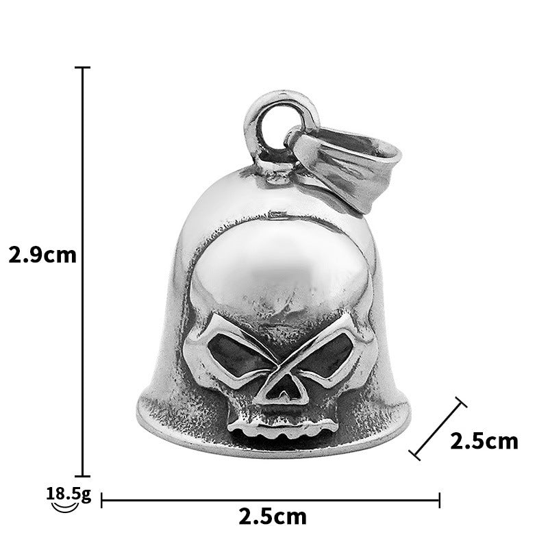 Stainless Steel Jewelry for Men and Women, Vintage Fashion Personality Bell Necklace, Titanium Steel Skull Pendant Accessories Wholesale