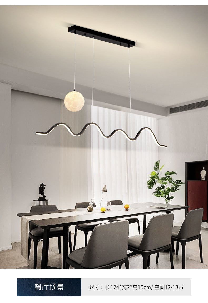 Restaurant Chandelier Light Luxury Dining Room Dining Table Bar Modern Minimalist Moon Lamp Minimalist Long Strip Guangdong Zhongshan Factory