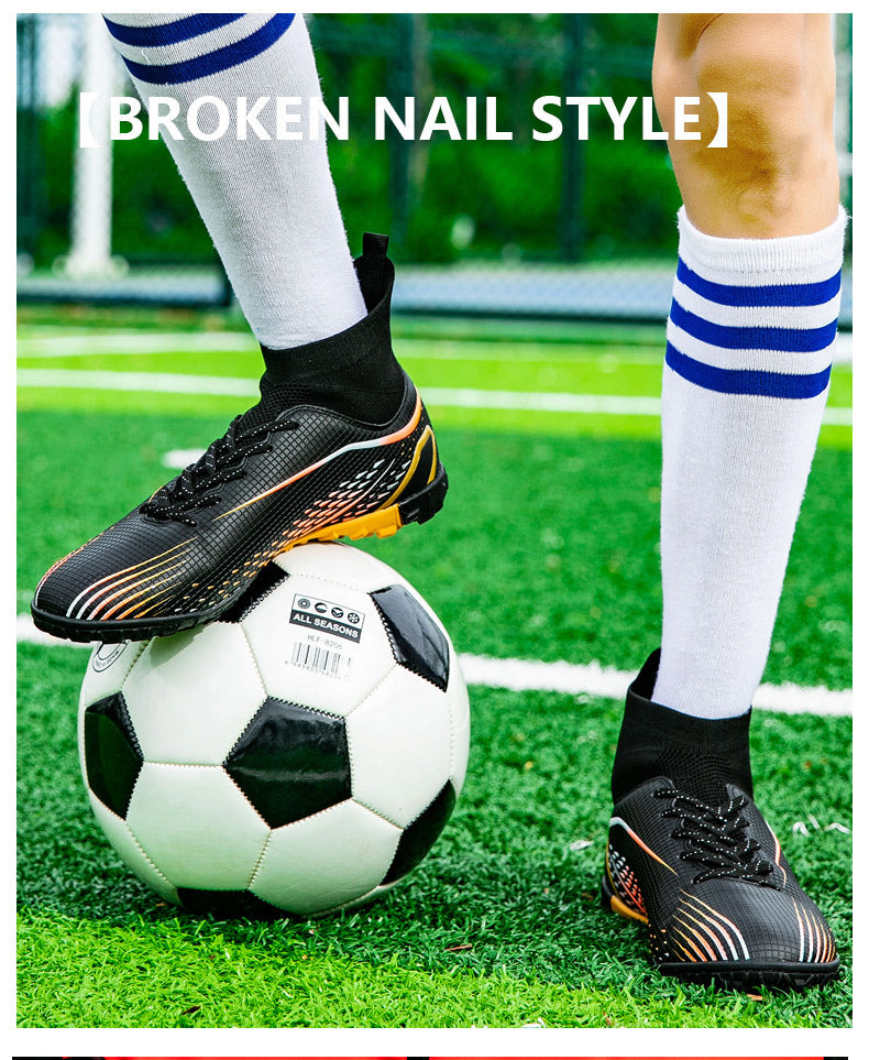 New football shoes for men and women AG Long Spike gold Competition Student Training Shoes Artificial Turf TF Wholesale of Broken Nails