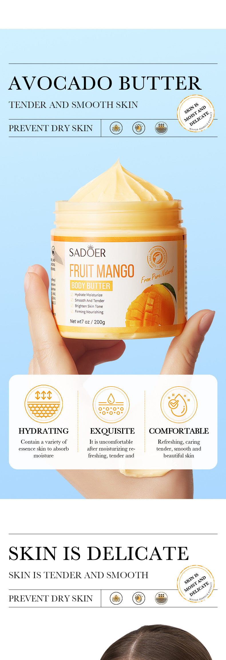 Full English Plant Body Lotion SADOER Avocado Moisturizing Rose Butter Body Lotion  Wholesale