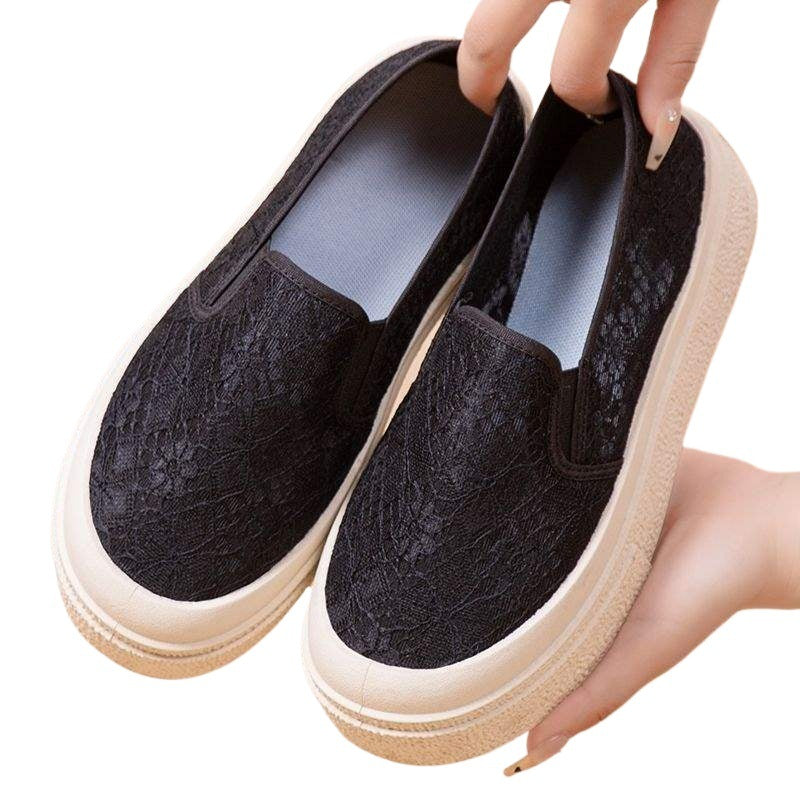 Women's Mesh Shoes2025Summer New Fisherman Shoes for Women, Breathable Hollow Mesh Mom Shoes, Slip-On Thick-Soled Casual Shoes