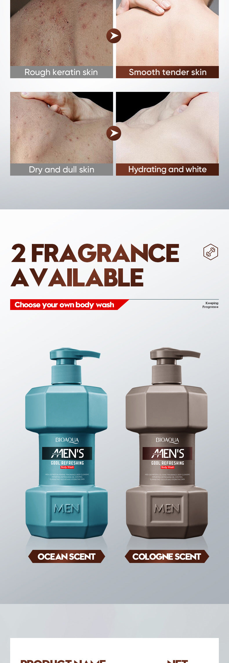 Full English Men's Ocean Refreshing Fragrance Shower Gel BIOAOUA  foreign trade wholesale of cleansing body wash