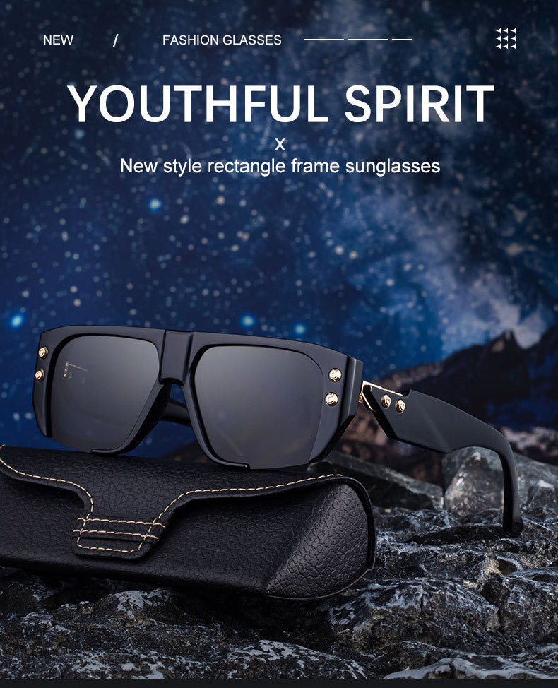 2025New Fashion Square Frame Sunglasses for Men, High-End Personality Outdoor Trend Driving Sun Protection Sunglasses for Men