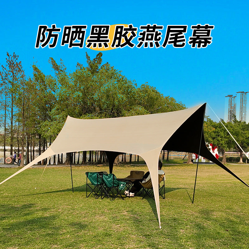 Swallowtail Canopy Black Glue Sunshade Tent Outdoor Sunshade Shelter No Setup Camping Gear Butterfly Canopy