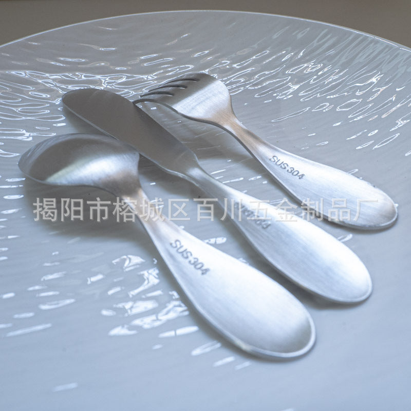 1-5Recommended for One-Year-Olds: Short Wide-Handle Toddler Spoon for Kindergarten, Milk Powder, Dessert Spoon, and Fork304Stainless Steel Dinner Knife